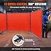 VEVOR Welding Screen with Frame, 6' x 8' 3 Panel Welding Curtain Screens, Flame-Resistant Vinyl Welding Protection Screen on 12 Swivel Wheels (6 Lockable), Moveable & Professional for Workshop, Red