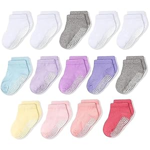 CozyWay Calcetines tobilleros antideslizantes con agarres – Calcetines de corte bajo para bebés niñas y niños con pinzas