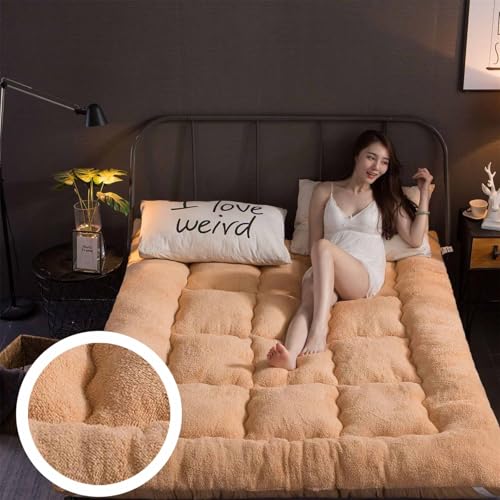 Colchón de futón japonés plegable y enrollable, multiescena, para sala de estar, interior/exterior, viajes, amarillo, 90 x 190 cm, solución de ropa de cama cómoda y versátil