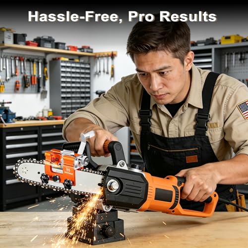Image of Chainsaw Sharpener Tool Kit, Universal Chain Saw Sharpener Jig with 10 High Hardness Titanium Plated Diamond Bits & Carry Bag Chainsaw Blade Sharpening Jig Accessories for 4 inch- 22 inch
