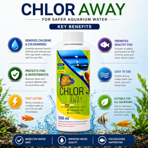 Image of VAYINATO Aquatic Remedies Chlor Away Aquarium Fish Tank Water Chlorine Remover Water Conditioner (500 ML)