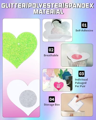 Image of CICKEE Nipple Pasties Black 9 Pairs Rave Pack Nipple Covers Stickers for Rave, Music Festivals, Beach or Daily Wear