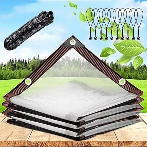 Bâche transparente résistante imperméable anti-UV avec œillets pour jardin