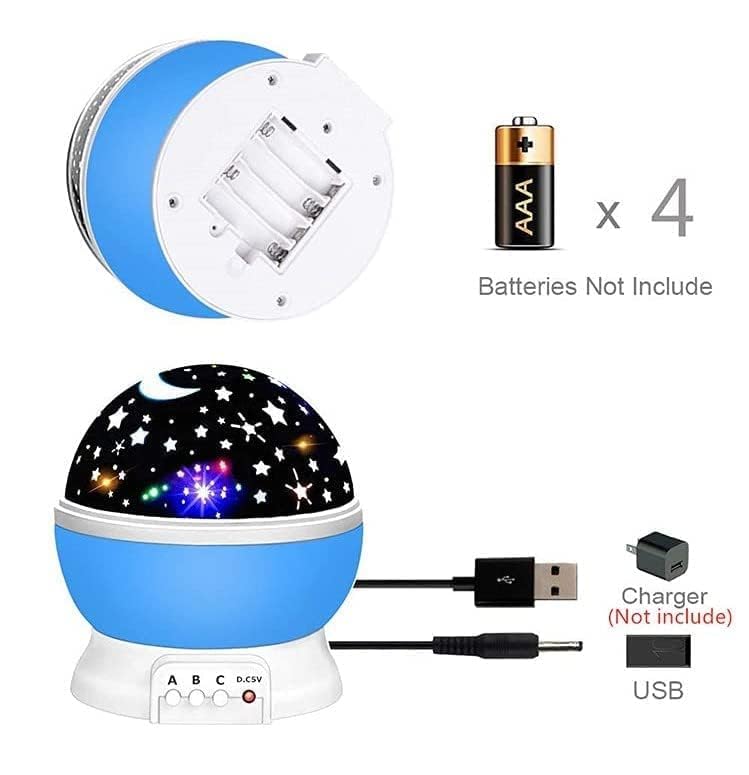Image of DERIKO Star Master Projector Night Light - Romantic LED Sky Projector Lamp with USB Cable - Colorful Rotating Galaxy Light for Bedroom, Kids, and Home Decor (Assorted Color)