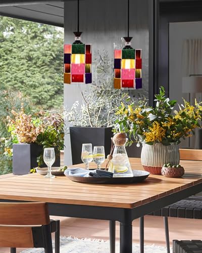 Image of Groeien Crystal Silk Weave Loom Metal Hanging Pendant Ceiling Lamp Fixture | Chandelier for Home, Indoor, Outdoor,Living Room, Bedroom(Bulb Included)(Silk-WrapHex, 1)