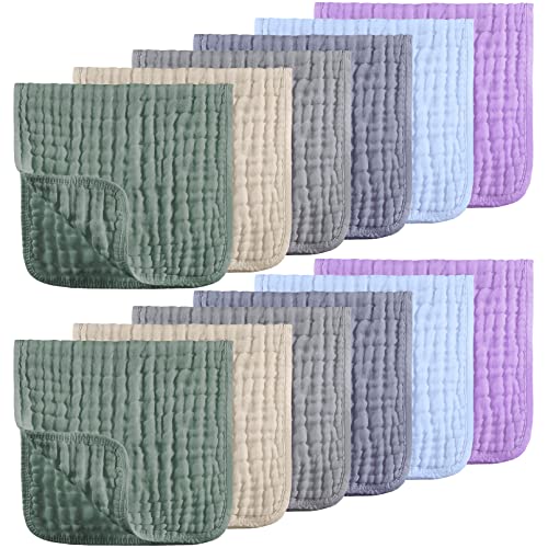 Image of Looxii Muslin Burp Cloths 100% Cotton Muslin Cloths 12 Pack Large 20''x10'' Extra Soft and Absorbent Baby Burping Cloth for Boys and Girls (Multicolor)