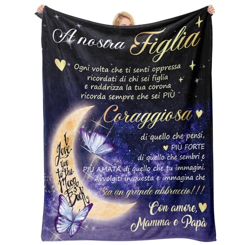 Apjielop Regalo per Figlia, Idea Regali Natale Figlia - Figlia Coperta Plaid 50 * 60in, Regalo Ragazza Speciale Compleanno, Regalo Figlia Natale, Regali San Valentino