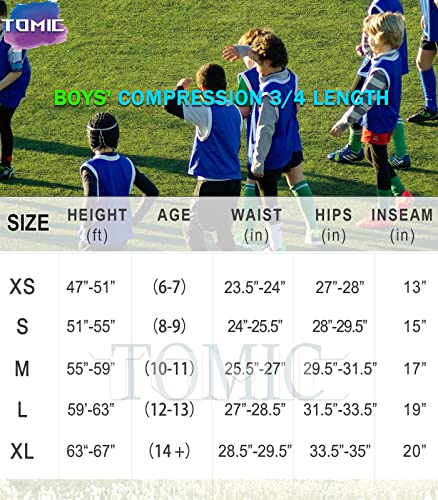 Tomic Meninos Calça Legging 3/4 De Compressão Youthone Leg Para Basquete, Futebol, Esportes, Treinam