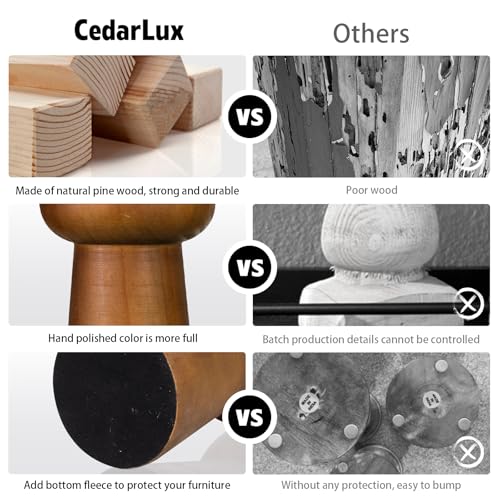 Pillar Candle Holders Set of 3, Wooden Candle Holders, Decorative Wood Candlestick Holders for Living Room, Table Centerpiece for Wedding, Christmas, Party, Home - 6", 8", 10" - Image 5