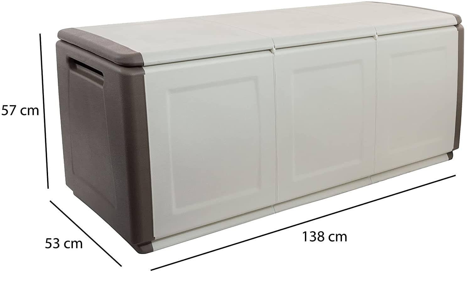 Dmora Baúl, Cómoda multiusos, Baúl de almacenamiento, Caja de almacenamiento, 100% Made in Italy, 138x53h57 cm, Beige y Marrón