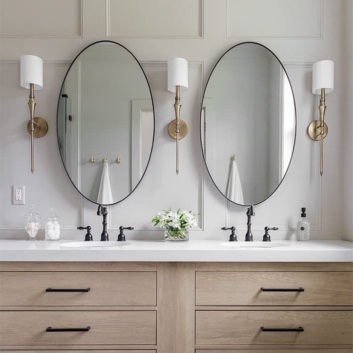 Image of Capital Lighting 628416AD-684 Amelia Decorative White Fabric Torchiere Wall Sconce, 1-Light 60 Watt, 27 inch H x 5 inch W, Aged Brass