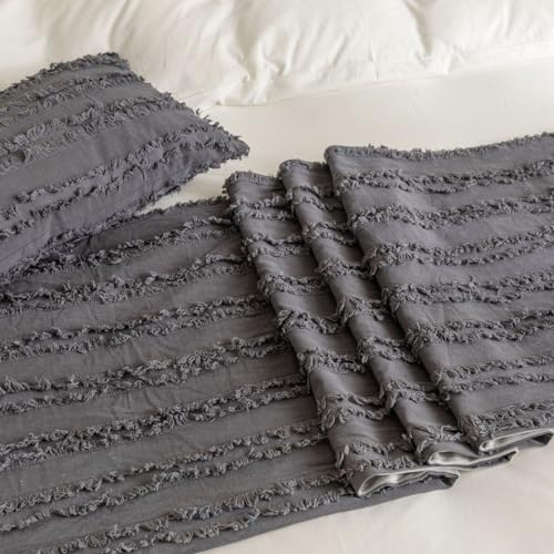 Toalla de extremo de cama gris oscuro de 50x240 cm para proteger y decorar 8