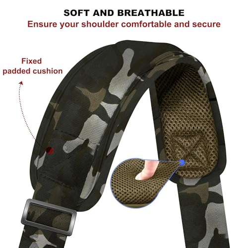 Image of ZINZ Shoulder Strap - 59 Inch Universal Heavy-duty Adjustable Strap with Ultra-thick Fixed Breathable Pad for Laptop, Gym, Camera Bag and More -Camouflage green