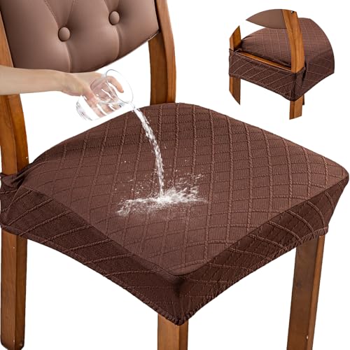 Genina Waterproof Chair Covers Set of 4,No Rear Covers,Chocolate