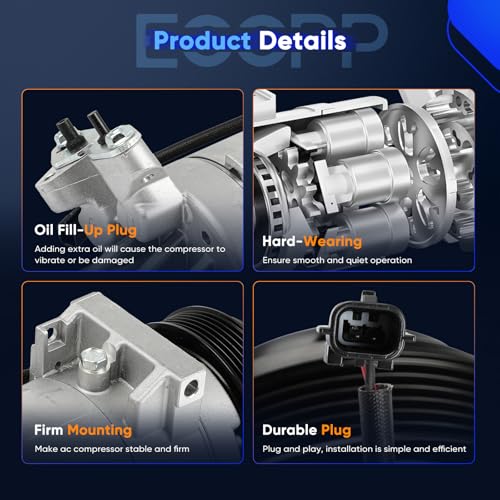 Image of ECCPP AC Compressor for Chevrolet City Express 2.0L 2015-2018 for Nissan NV200 2.0L 2013-2021 Air Conditioning Compressor