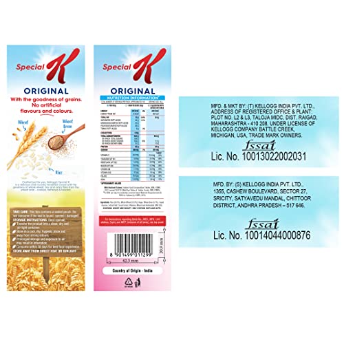Image of Kellogg's Special K Original 290g with Whole Wheat | Only 2% Fat, Source of Protein & Fibre | Naturally Low Fat | Naturally Cholesterol Free | Ready To Eat Breakfast Cereal