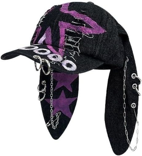 Rabbit Eared Cowboy Hole Baseball Cap Dark Punk Spicy Girl Duck Tongue Hat/214