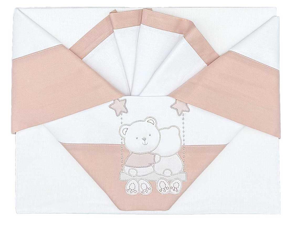 Andy & Helen - Complete Sheet Set for Maxi Crib/Side Bed/Next to Me Embroidered + Bottom Sheet with Elastic Bands and Pillowcase, Pink