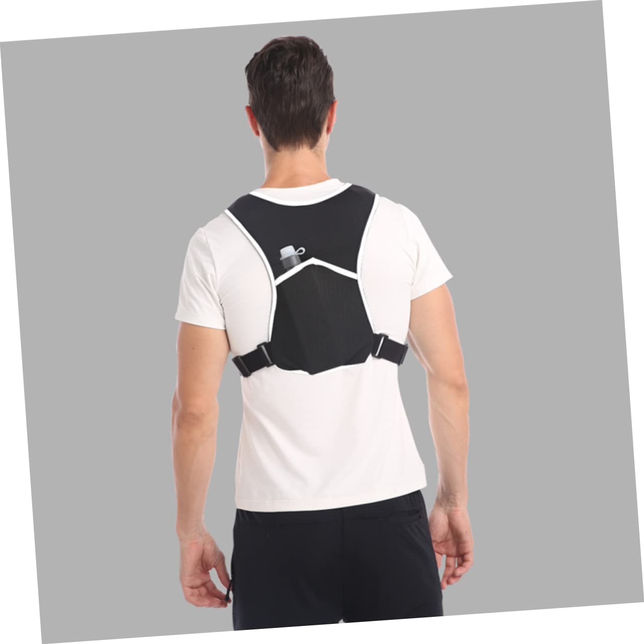 KOMBIUDA Pettorina Catarifrangente Sbr Nera Fascia Regolabile e Due Tasche