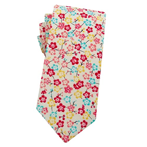 Mantieqingway Men's Cotton Floral Neck Tie 2.56'' Printed Skinny Tie, 02-colored Floral, M