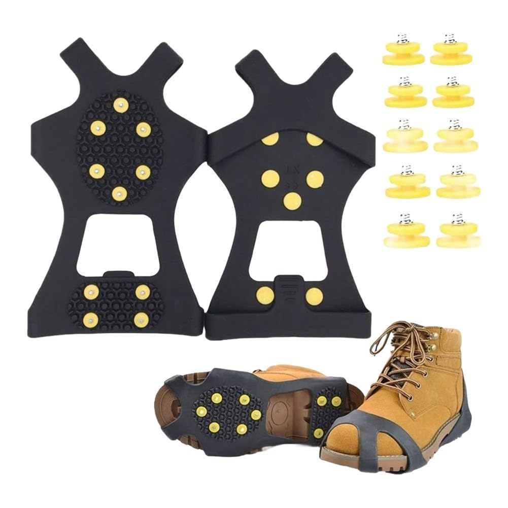 100 tacos de metal para zapatos para nieve y hielo, tacos de tracción de repuesto roscados compatibles con botas Crampon, picos de agarre ligeros para uso en invierno al aire libre (tacos de acero)