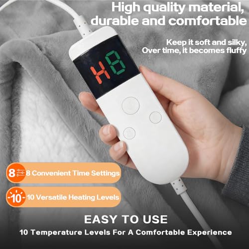 Image of Wearable Heated Blanket With Sleeves & Foot Pocket, Heated Throw Blankets Fast Heating Blanket With 10 Heat Settings Auto Shut Off Over-Heat Protection-Warm Gift, Machine Washable, 52 inch*72 inch+18 inch