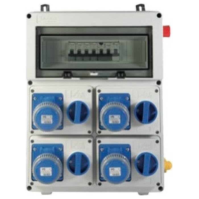 Quadro Elettrico Generale 220V VB - 4 Prese Monofase 16A IP67 Interbloccate - Protezioni Magnetotermiche e Differenziali - 9 kW (220V MONOFASE)