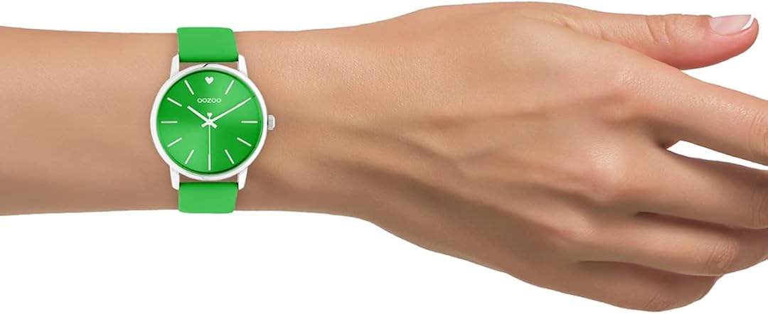 Oozoo Orologio vintage da donna, in argento, con cinturino in pelle da 20 mm, analogico, da donna, rotondo Oozoo Orologio vintage da donna, in argento, con cinturino in pelle da 20 mm, analogico, da donna, rotondo