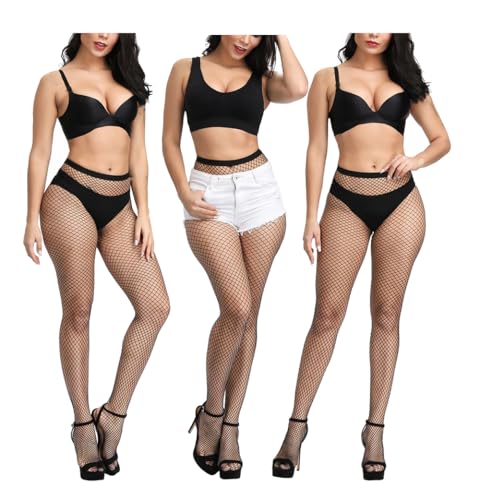 Image of Women Fishnet Stockings, High Waist Fishnet Tights Thigh Stockings Pantyhose