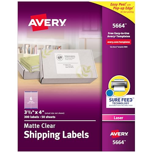 Étiquettes d'adresse transparentes imprimante laser Avery 5664 givrées