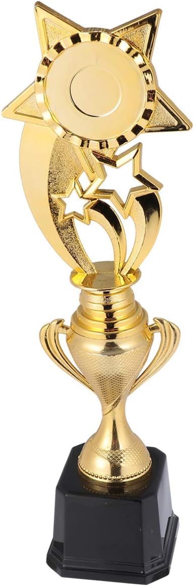 Gold Star Trophy Award, Plastic Competition Prize Cup with Base, Sports Achievement Recognition, Party Favors and Ceremony Rewards