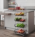 MALKARON 5 Tier Metal Wire Fruit Vegetable Basket Stackable Storage Rack Rotating Organizer Bins...