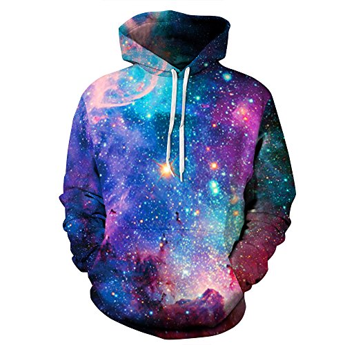 Ovender® Hombre Unisex 3D Impreso Swearshirt Arte Suéter Cuello Redondo Sudadera con Capucha Impresa de Mangas Largas con varios estilos Imprimió Hoodie Novedad Bolsillo Grande - S/M - Galaxy E