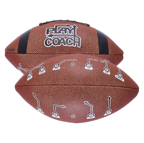 Image of PlayCoach Youth Football in Junior & Peewee Sizes with 10 Basic Passing Routes for Kids 6 to 12 - Endorsed by Drew Brees, Leather Kids and Beach Football, Junior and Peewee Sizes