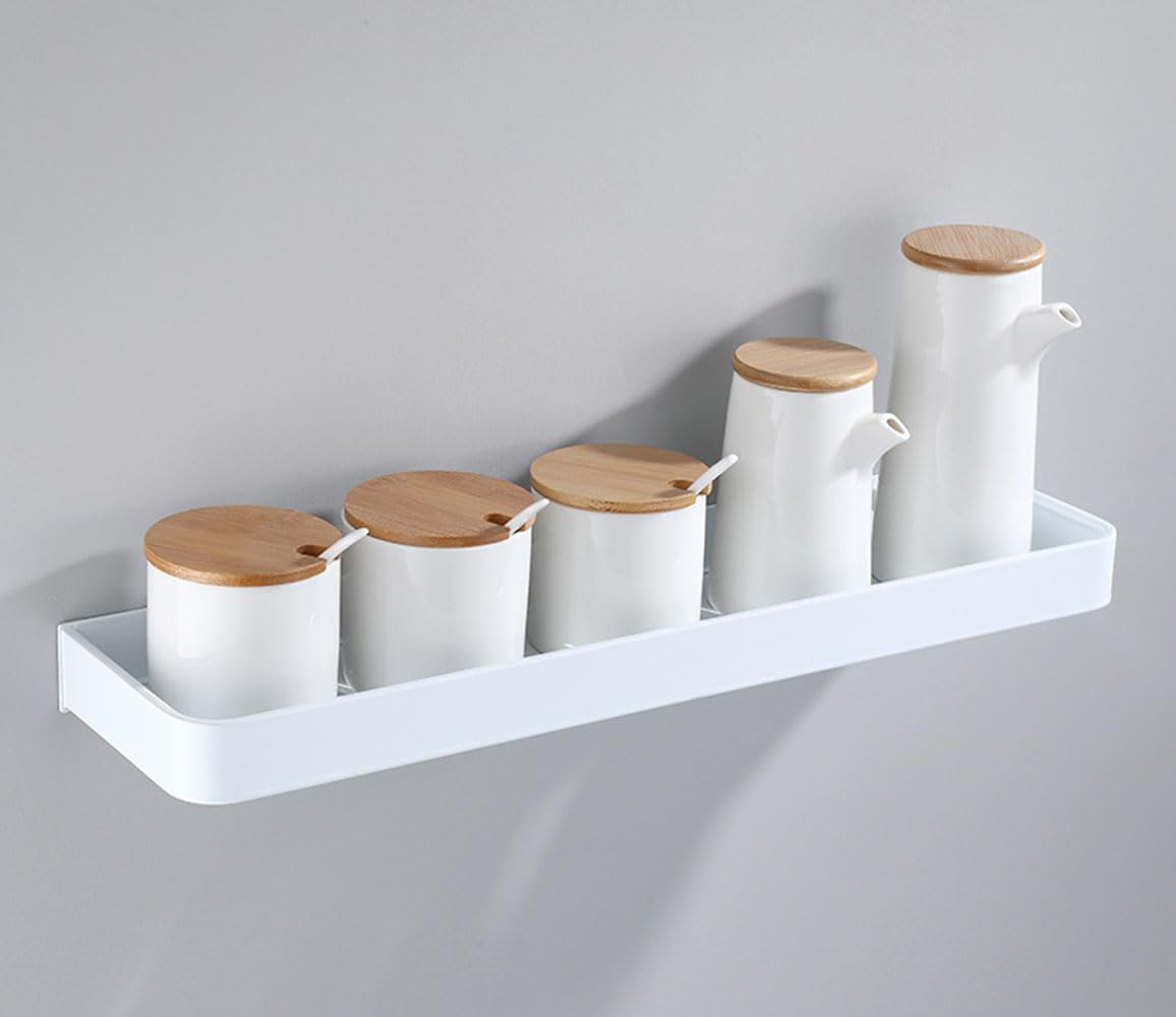AJINGELA Wall Mounted Floating Metal Storage Rack,White Bathroom Shelves Space Saving Rustproof Extra Strong Floating Storage Rack(30CM)