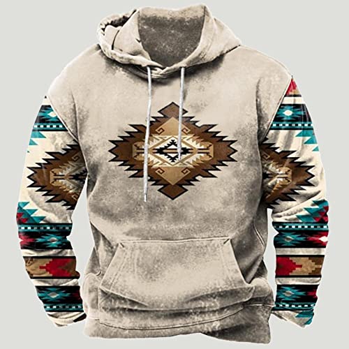 Muscularfit Mens Crewneck Sweatshirts Graphic Vintage Western Aztec Ethnic Drawstring Pullover Ethnic Print Patchwork Hoodies2