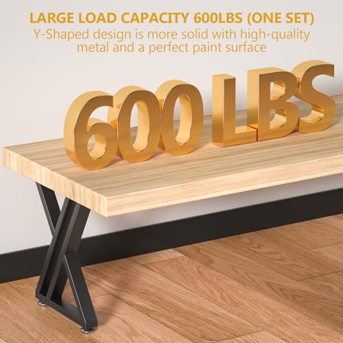 Image of 16 inch Metal Coffee Table Legs, Sturdy Black Bench Legs, Suitable for DIY Furniture Legs, Dining Tables, End Table, Chair, Desks, and Benches - 40 cm H x 30 cm W, Set of 2 (16 inch Y-Type)