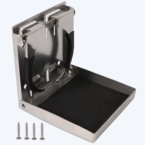 Miniatura 6 de 2PCS plegable sostenedor de la bebida de acero inoxidable ajustable portavasos marinobarcocaravanacoche (grande)