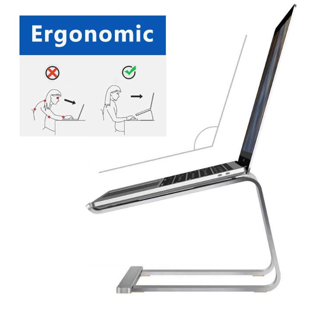 Supporto per Laptop, Rialzo per Computer in Alluminio Supporto per Laptop ergonomico Regolabile Staccabile per Il Raffreddamento ventilato Adatto per Notebook Tablet-Argento