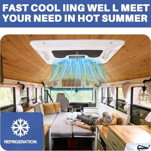 12V/24V Electric Car RV Air Conditioner, 2200W Cooling Power, Portable Camper AC for SUVs, Minivans, Trucks & Construction Vehicles - Optimal Parking Climate Control
