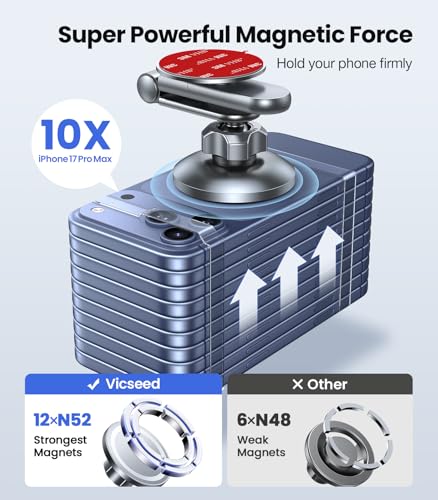 Image of VICSEED Tesla Phone Mount【Strongest Magnet Power】 Foldable Hidden Tesla Phone Holder Fit for All Phones, Tesla Model 3 /Y /Cybertruck Accessories, Tesla Model 3 Model Y for MagSafe Car Mount-Quicksilver