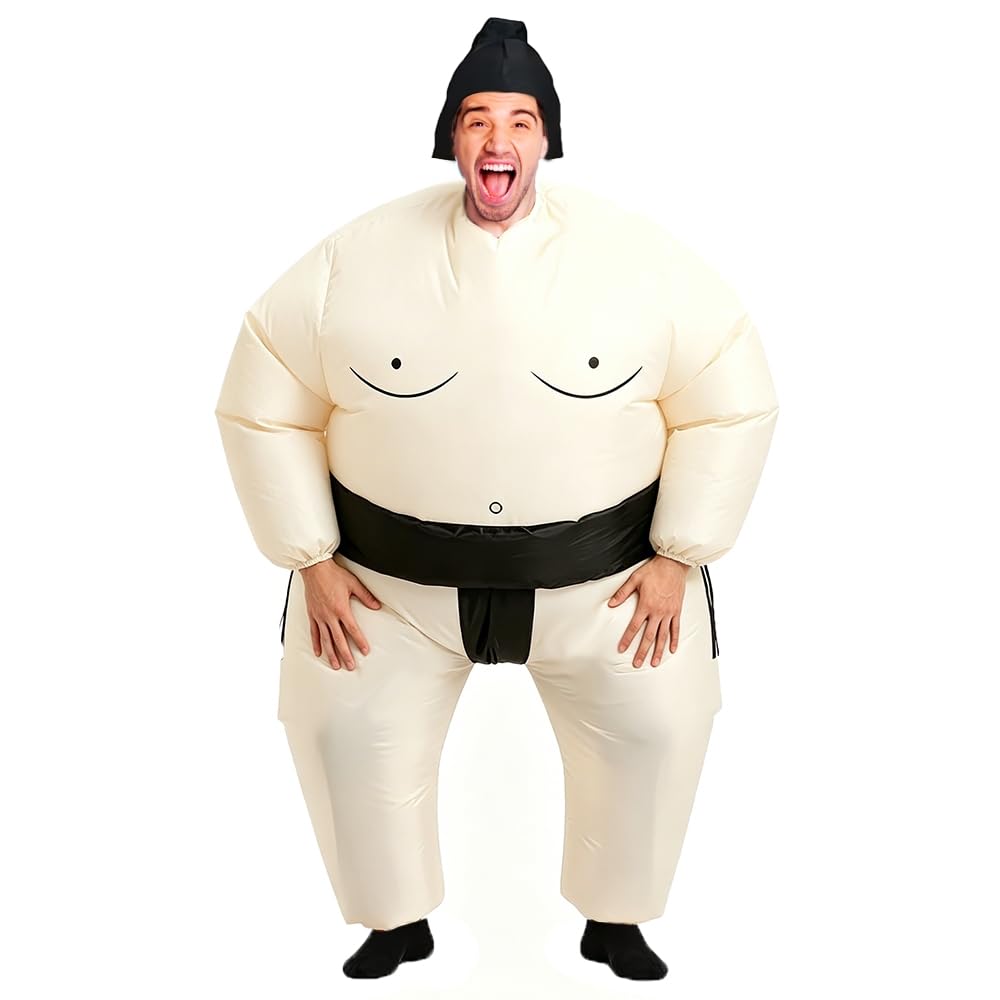 Rafalacy Inflatable Sumo Wrestler Suit Costume for Adult Blow up Halloween Party Fat Suit Fancy Families Member Game