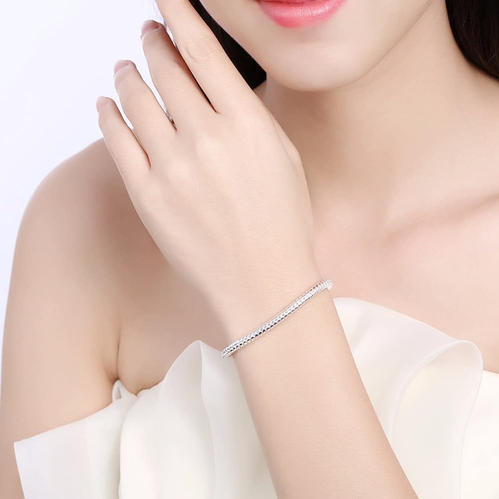Pulsera de Cadena de Serpiente de 4mm para Mujer y niña, lo más Nuevo