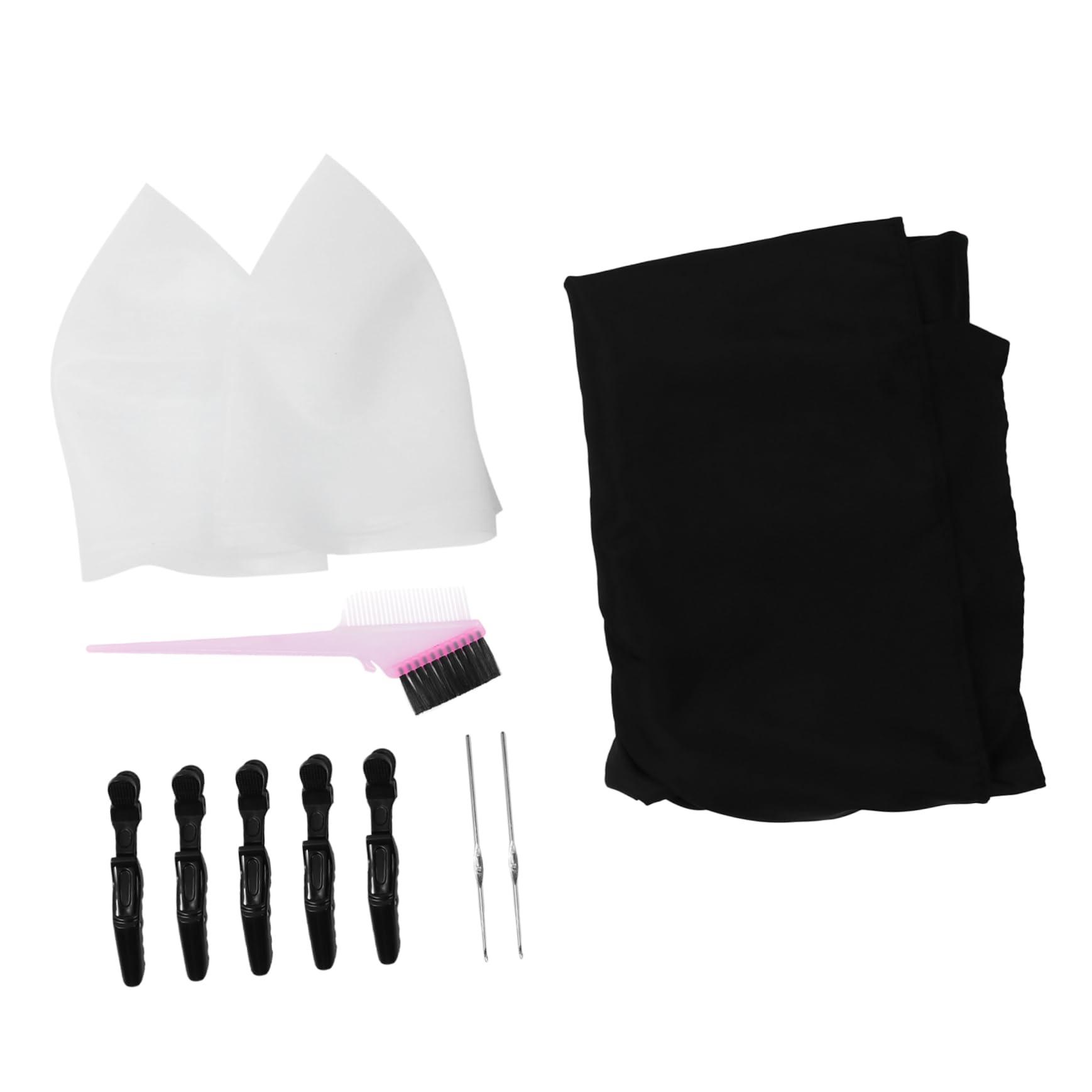 Set Strumenti per Tintura Chioma 11 Pezzi in Plastica e Silicone | Mèches Cappuccio, Applicazione a Pennello e Clip, Riutilizzabile, Flessibile, per Salone e Casa