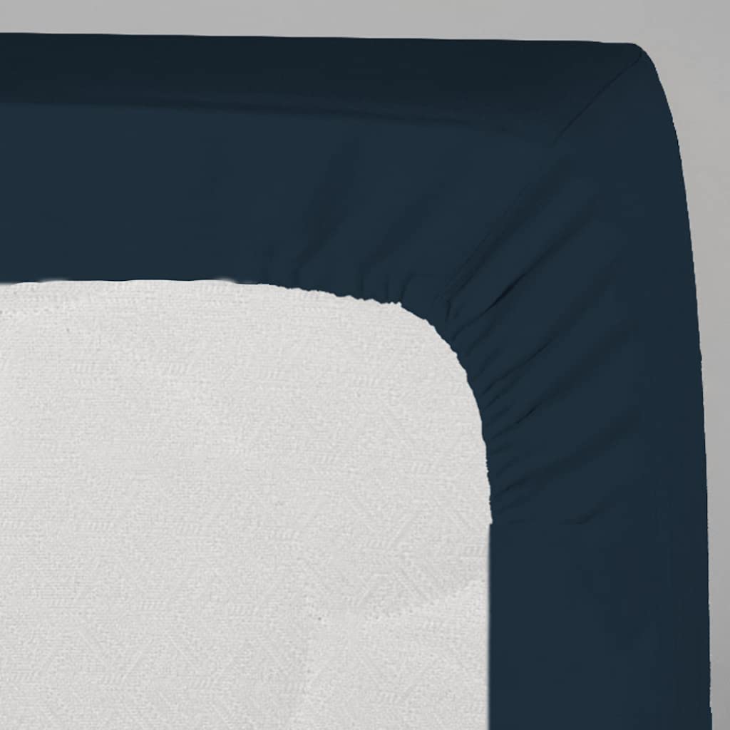 LARA MORADA - Set Completo Lenzuola Una Piazza E Mezza, Misura Francese, 100% Cotone, Made in Italy, Tinta Unita, per Letto 1 Piazza E Mezza 140x200cm, Blu
