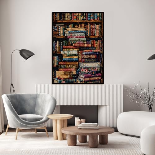 Rompecabezas Jigsaw Vintage Biblioteca 1000 Piezas para Adultos, Puzzle Artístico Desafiante con Pintura Estética miniatura 6