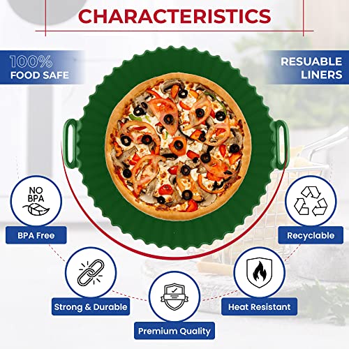 4-Pack Silicone Air Fryer Liner 6.3Inch Reusable Air Fryer Silicone Basket Heat Resistant Easy Cleaning Air Fryers Silicone Pot Round Shape For Air Fryer Oven Accessories (Blue+Red+Green+Black) #TOP3