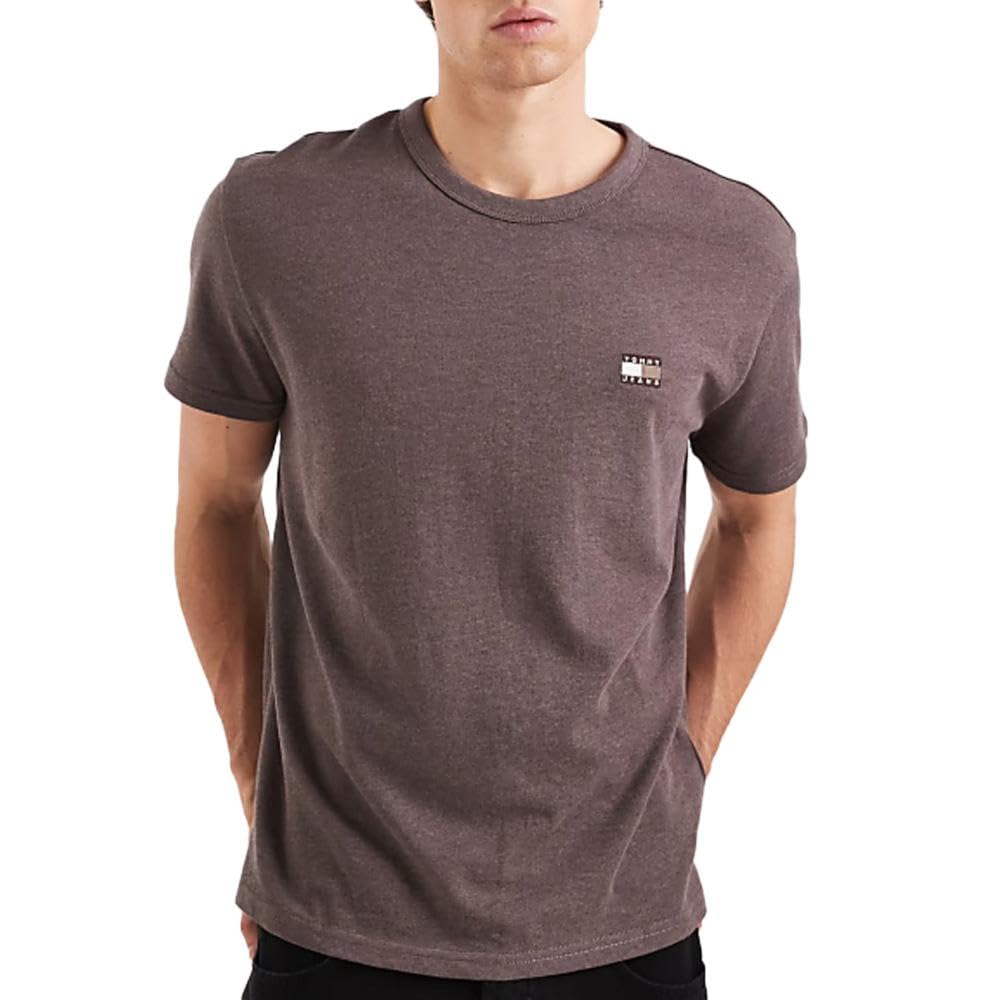 Tommy Hilfiger Men's Brown T-Shirt TJM Reg Badge, Brown, M
