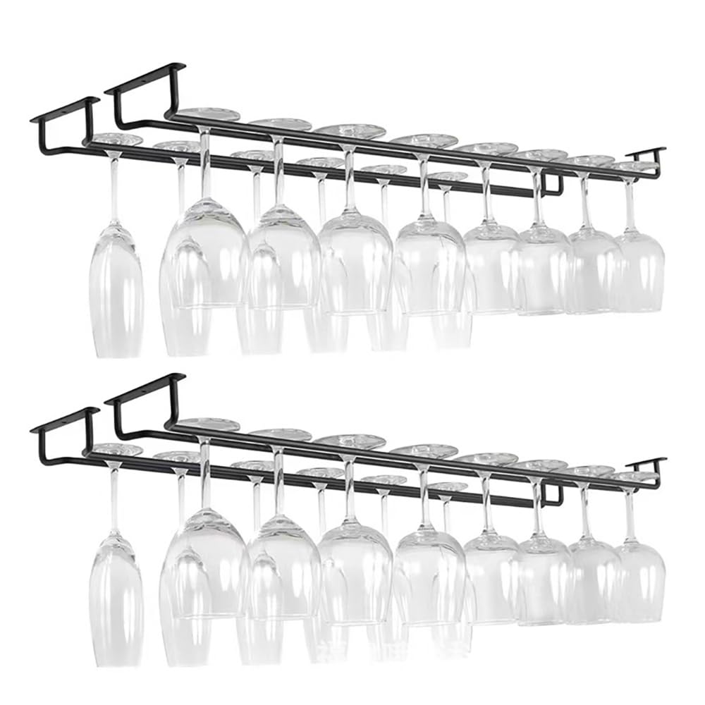 Colgador de Copas de Vino,Soporte de Copas de Vino,Colgador de Copas Para Bar,4 piezas 40cm Soporte para Copas de Vino de Pared Con Tornillos Soporta 32-40 Copas para Familia, Restaurante, Hotel Bar