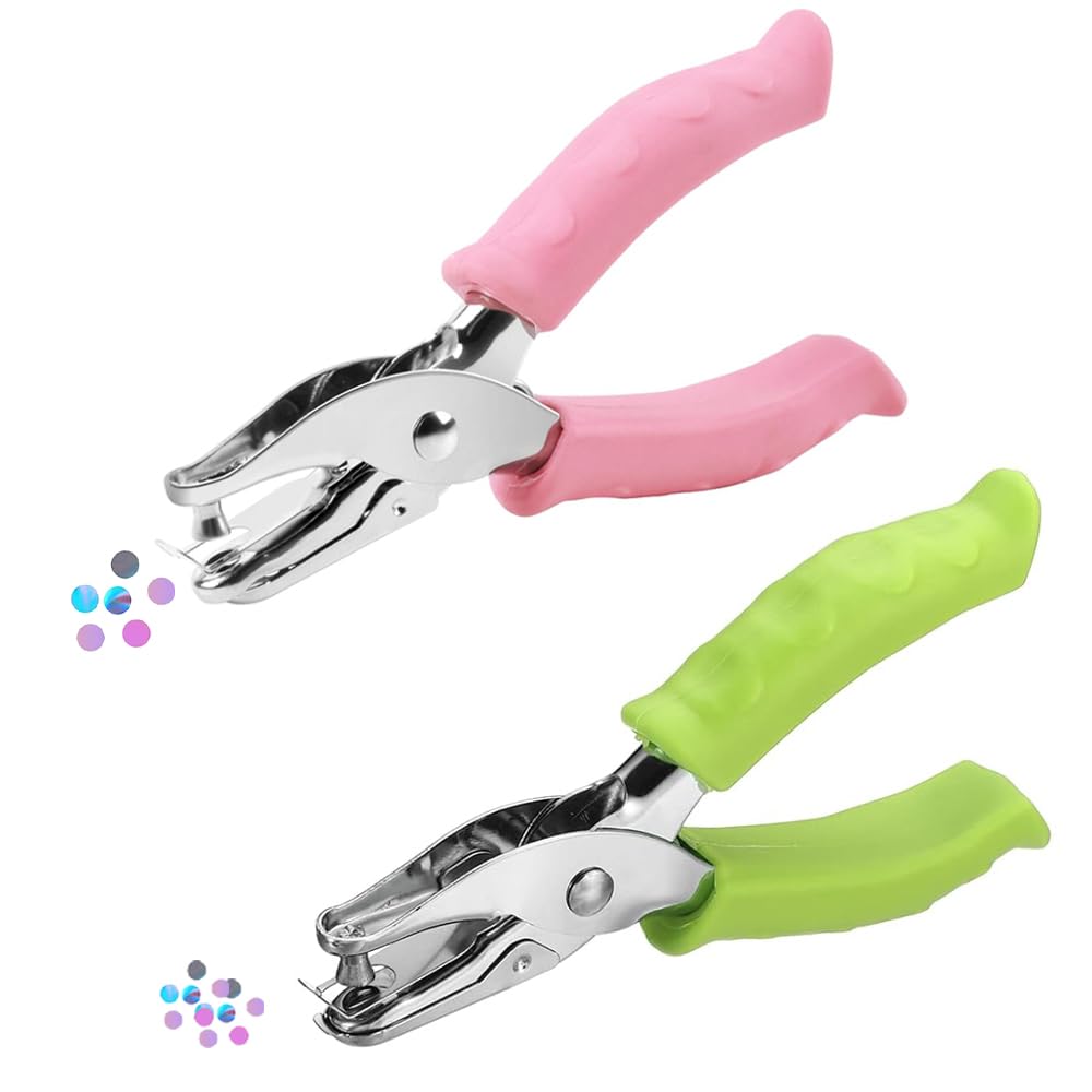 2 PCS Single Hole Punch 3MM/6MM Mini Hole Punches Handheld Paper Puncher with Soft Grip for Crafting DIY Greeting Cards Scrapbook Ticket Tags